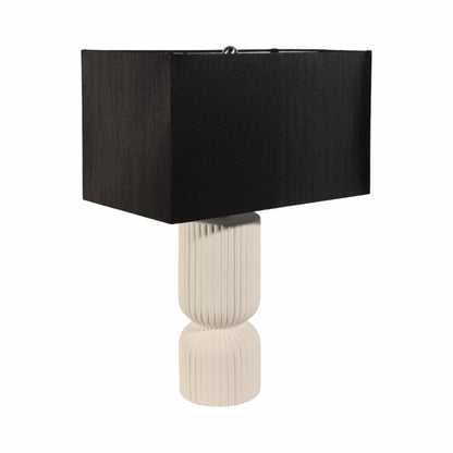 22" Fluted Cylinder Table Lamp, White/black - Decor Addict, LLC