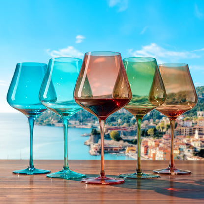 Colors of the French Riviera, Wine Glasses | 5 Set, 20 OZ - Decor Addict, LLC