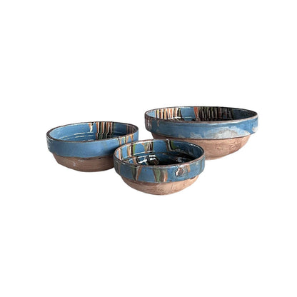 Cottage Crafted Bowl: Marbleized Blue / Medium