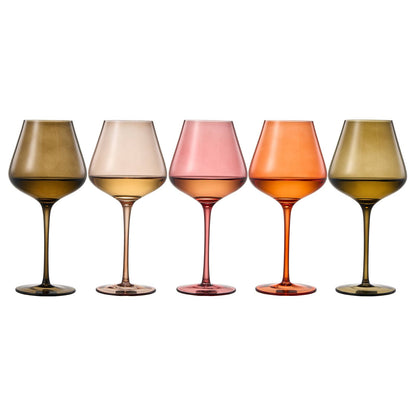 Colored Crystal Wine Glass Set of 5, Large 20 OZ Glasses - Decor Addict, LLC