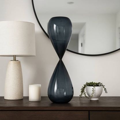 Glass Small Sleek Teardrop Hourglass - Blue, 20 in. - Decor Addict, LLC