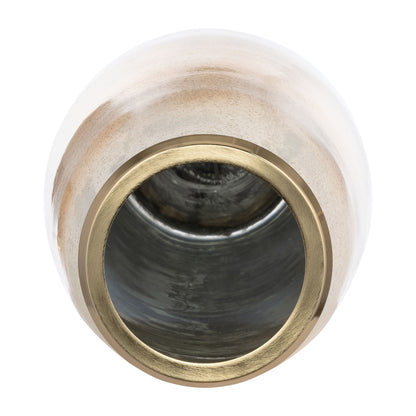 Glass,24"h Vase W/metal Rim, Cream/blk Ombre - Decor Addict, LLC