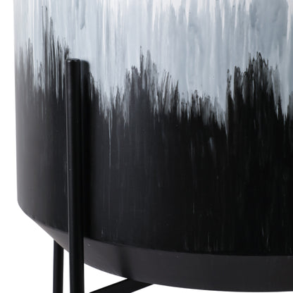 S/2 19/23" Brush Strokes Metal Planters On Stands, - Decor Addict, LLC