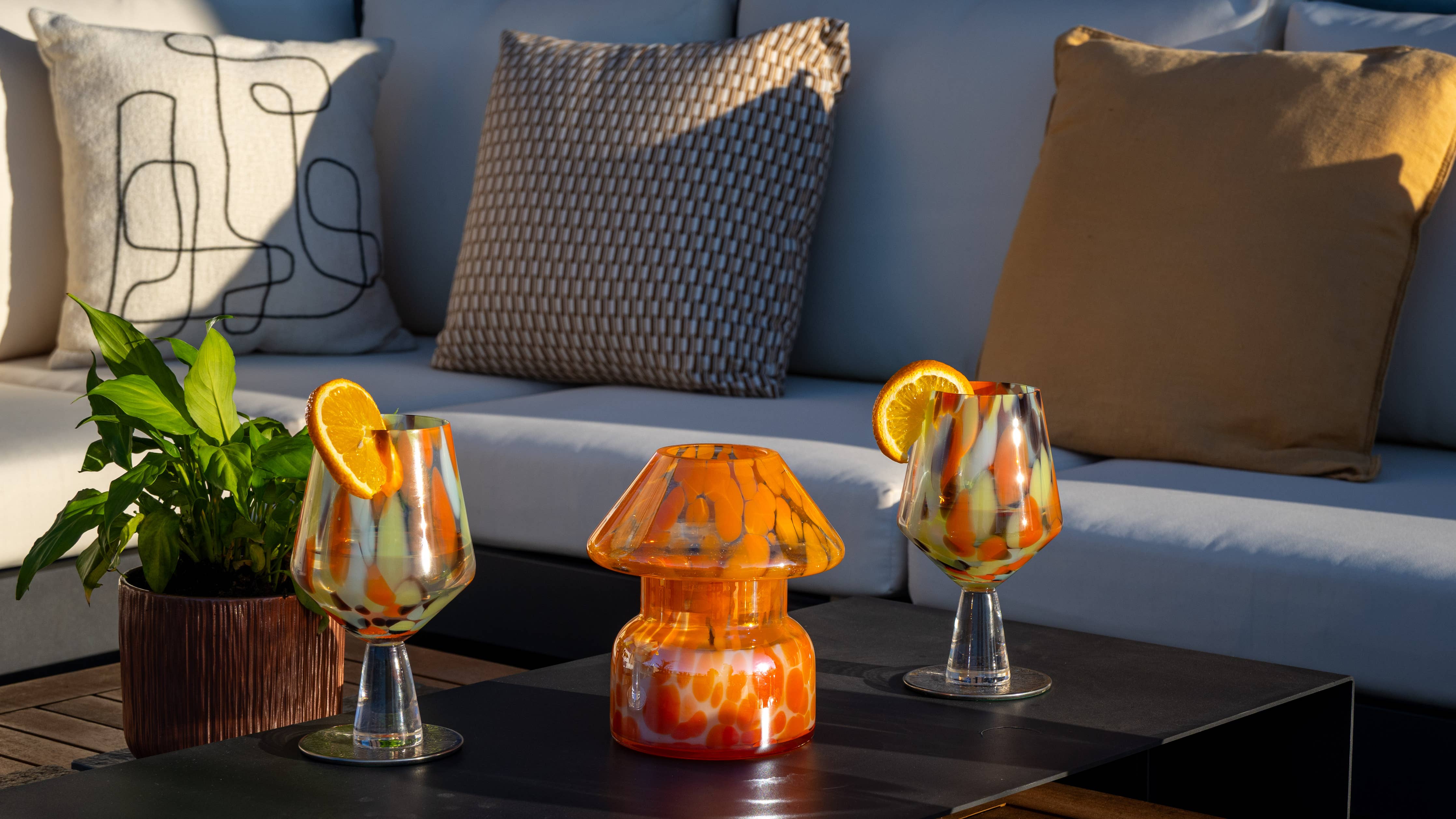 UK: Large Drinking / Gin Glass : Citrus Orange - Decor Addict, LLC