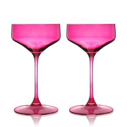 Reserve Nouveau Crystal Coupe Glasses in Berry Set of 2 - Decor Addict, LLC