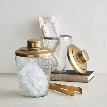 Pebbled Ice Bucket / Tongs Set - Decor Addict, LLC