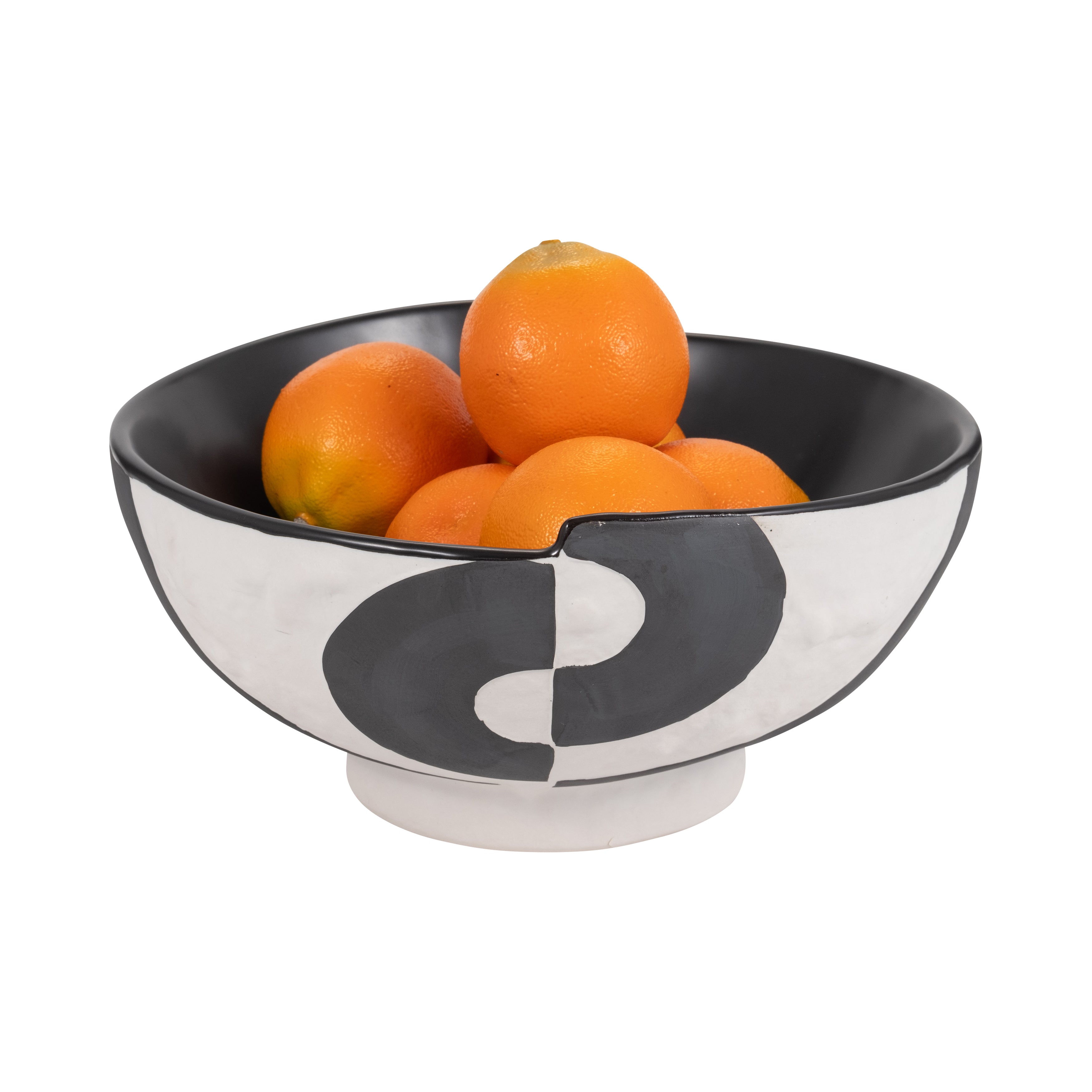 12" Contemporary Deep Bowl, Black/white - Decor Addict, LLC