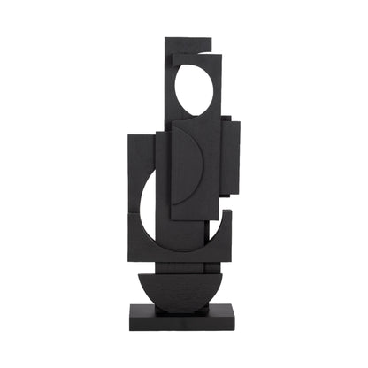 24" Modern Stacked Sculpture, Black - Decor Addict, LLC