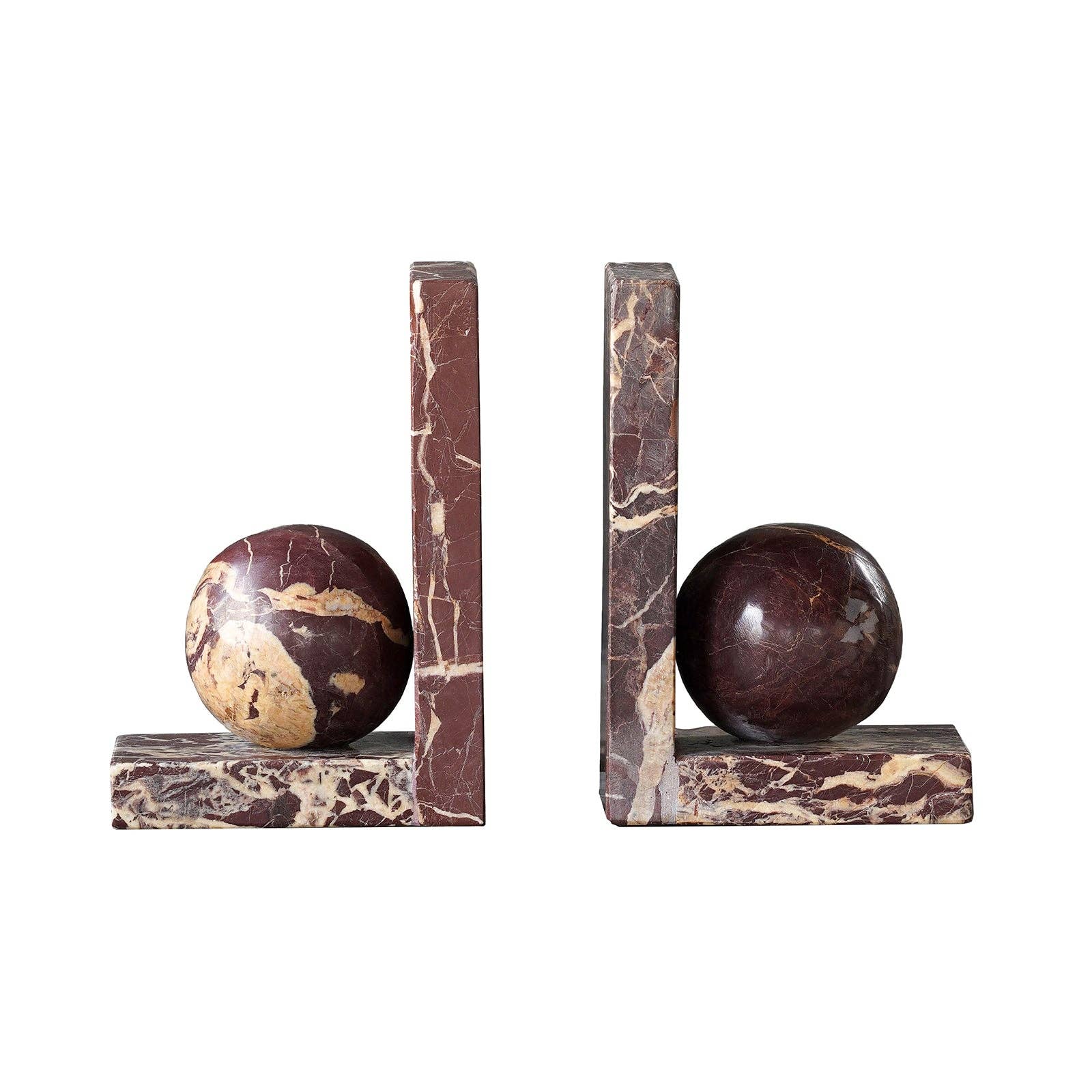 Rosso Levanto Sphere Bookend, Pair - Decor Addict, LLC