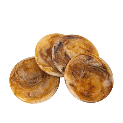 Set of 4 Tortoiseshell Round Coasters: Tortoiseshell / RESIN - Decor Addict, LLC
