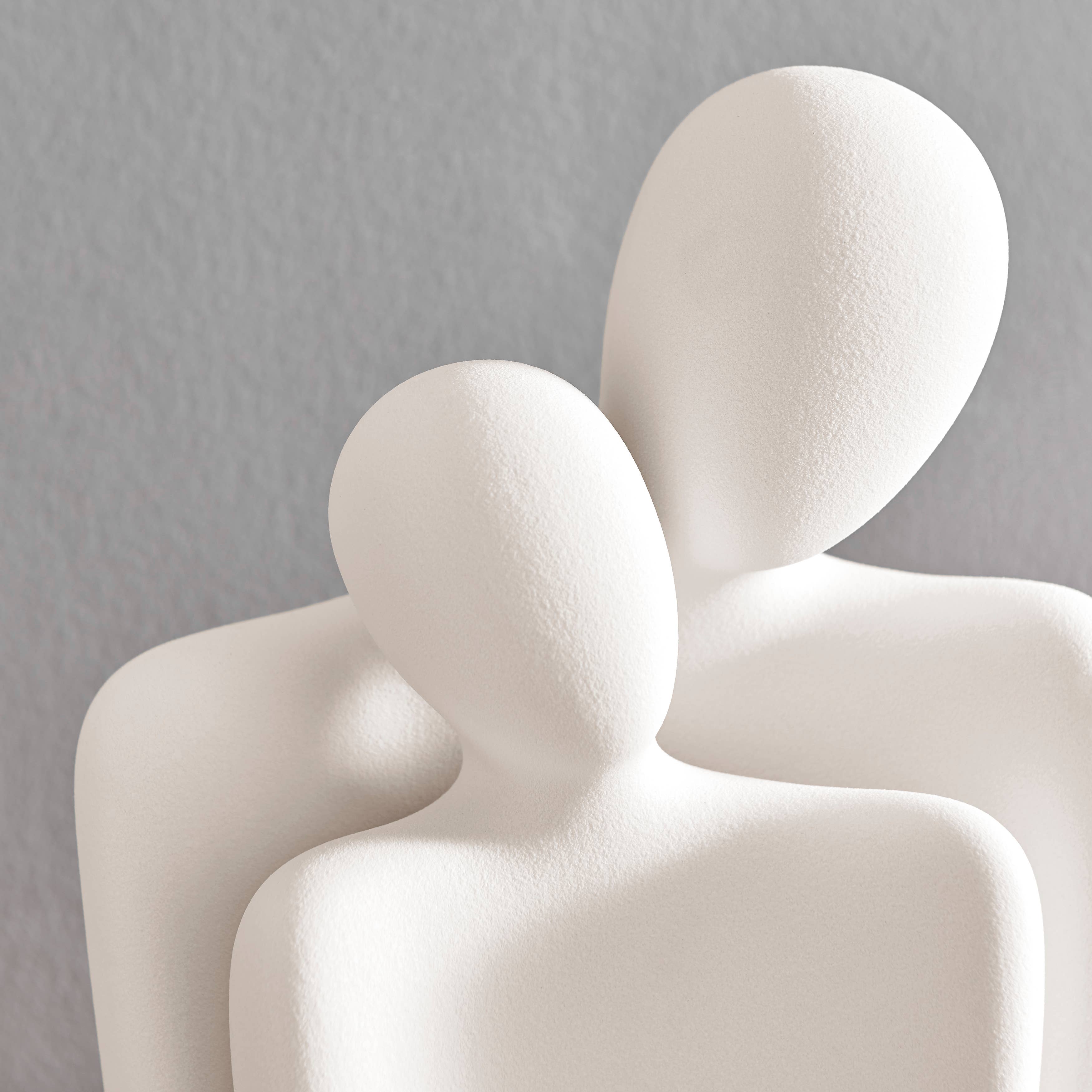 Hans Cream Nesting Couple Matte Ceramic Sculpture Set - Decor Addict, LLC