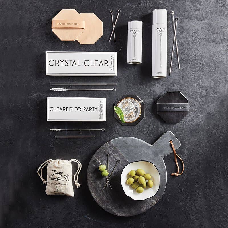 Leather Coaster Set - Black - Decor Addict, LLC