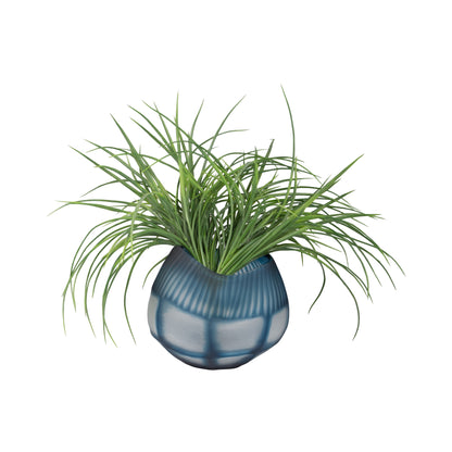 Glass, 9" Carved Bowl Blue - Decor Addict, LLC