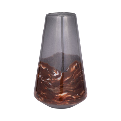 Glass, 14" Vase Grey/brown - Decor Addict, LLC