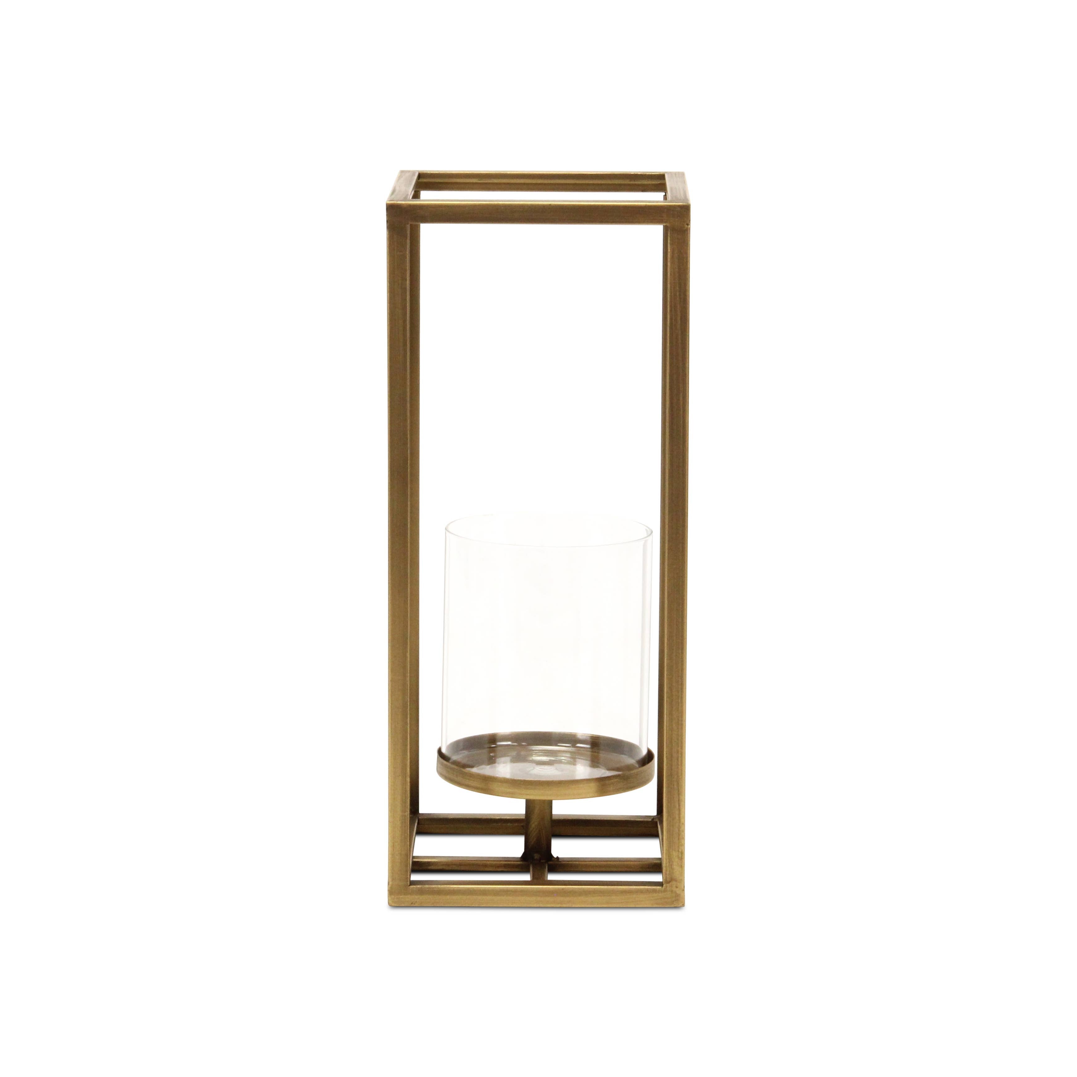 Pembertale Tall Square Gold Metal Lantern: Large - Decor Addict, LLC