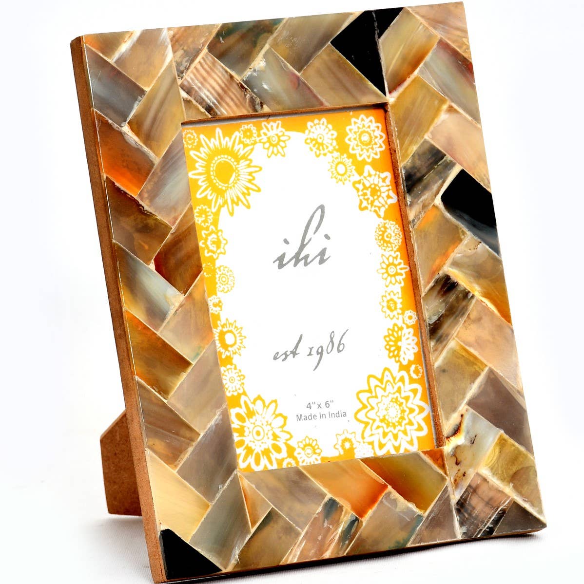 Blue & Brown Horn Chevron Frame