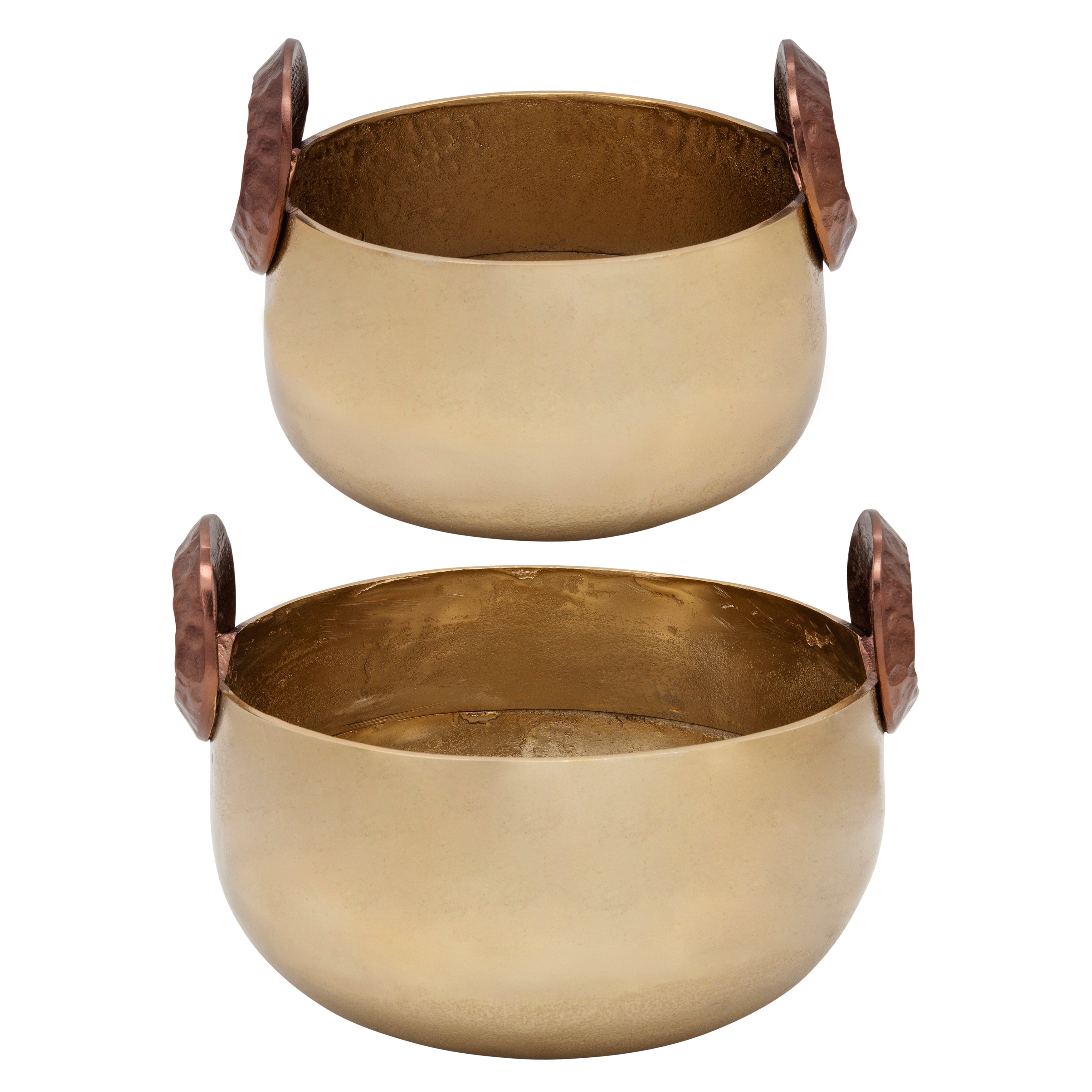 S/2 10/12" Bowl With Handles, Gold - Decor Addict, LLC