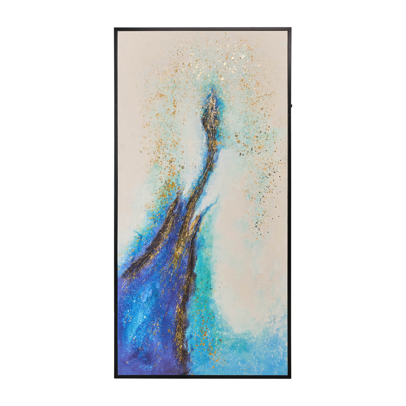 32x64-Handpainted-Abstract-Canvas"-White/blue