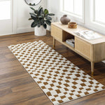 Lajos Brown Checkered Area Rug - Decor Addict, LLC