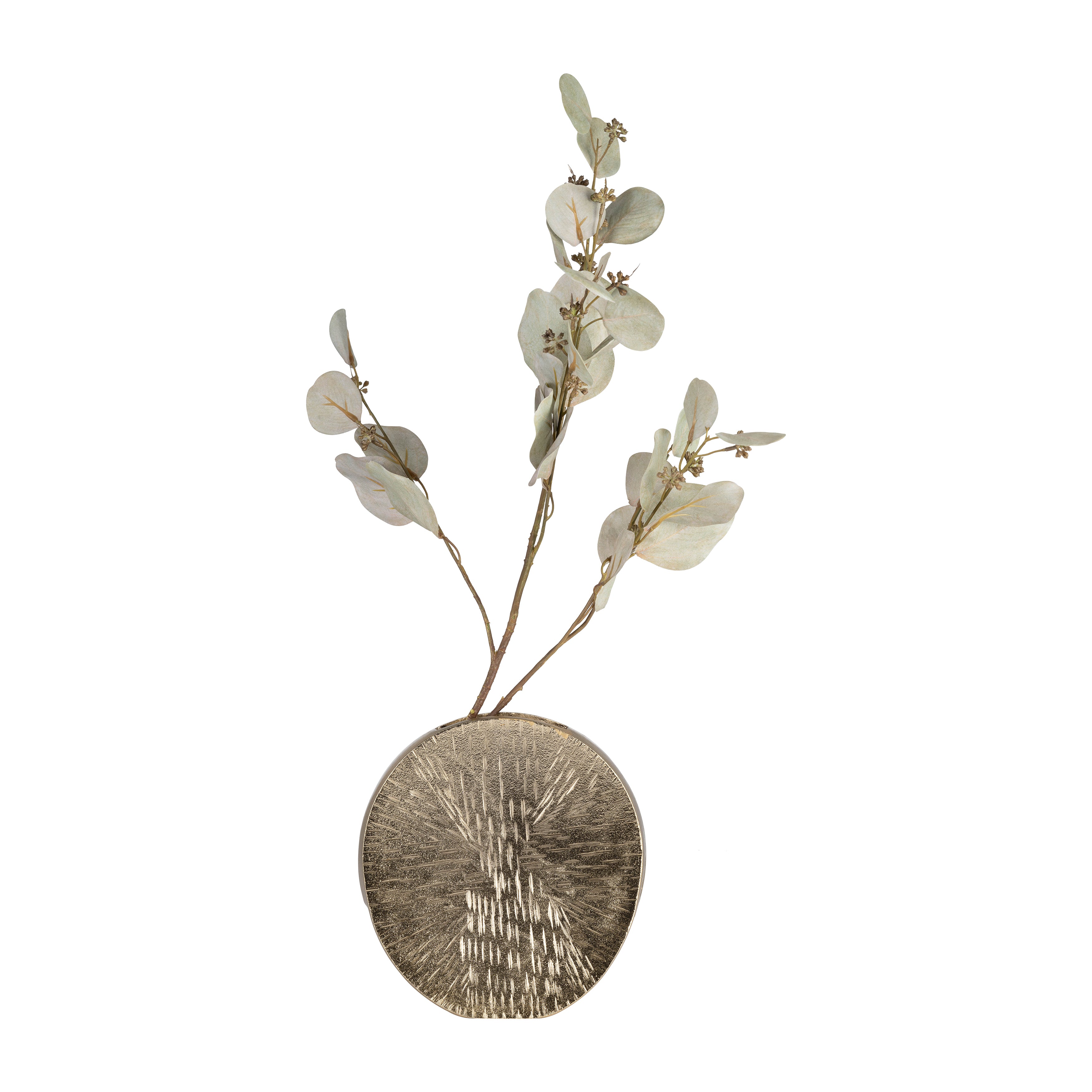 Metal, 8" Etched Oval Vase, Champagne - Decor Addict, LLC