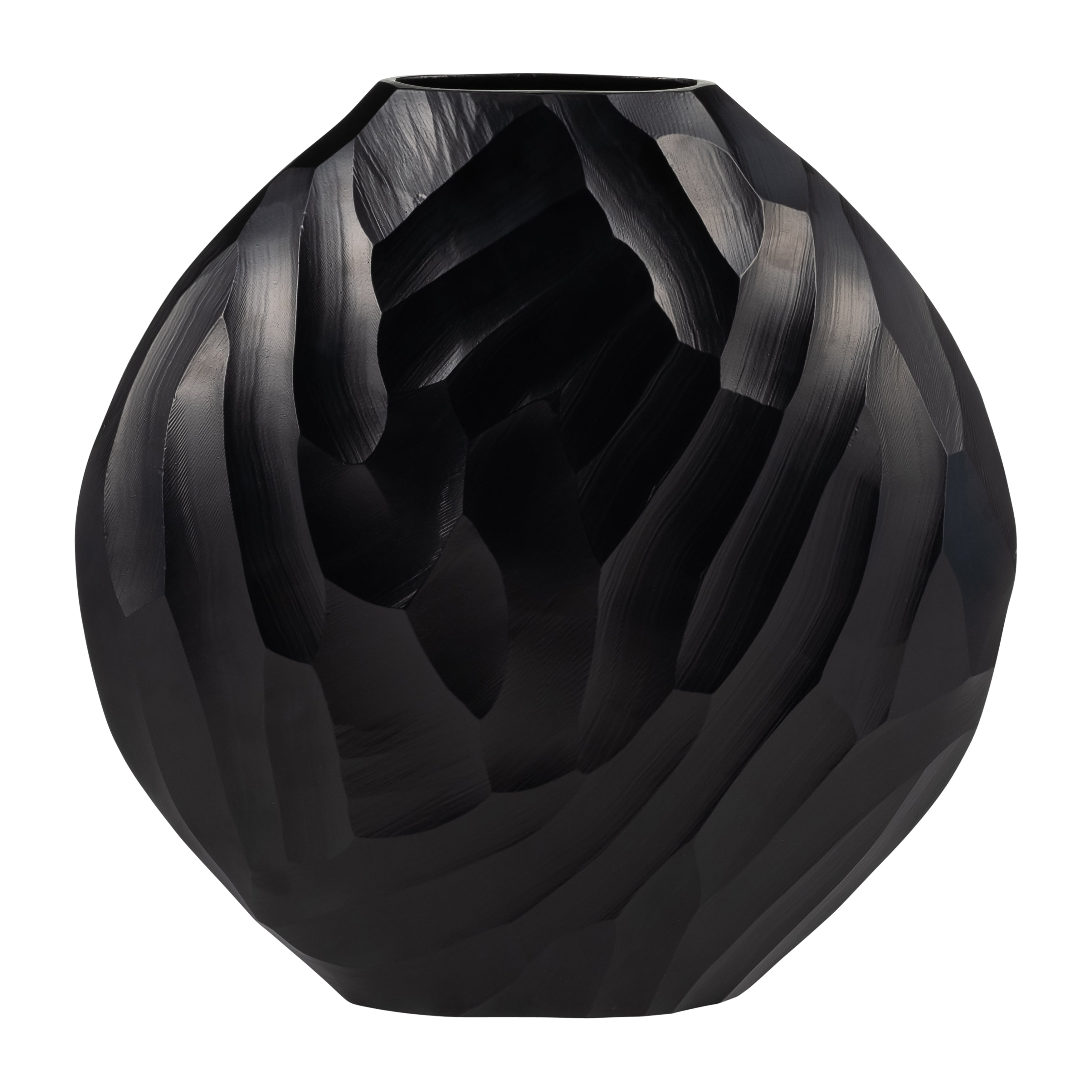 Aluminum 14"h Hammered Vase, Matte Black - Decor Addict, LLC