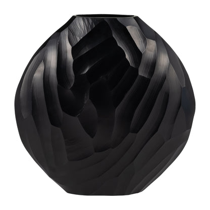 Aluminum 14"h Hammered Vase, Matte Black - Decor Addict, LLC