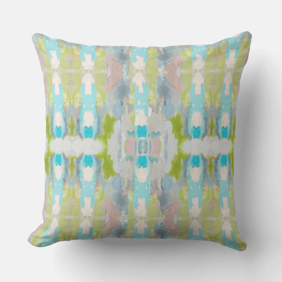 Ava Decorative Abstract Art Throw Pillow Green Blue Mauve: 18x18 / Wihout Insert - Decor Addict, LLC