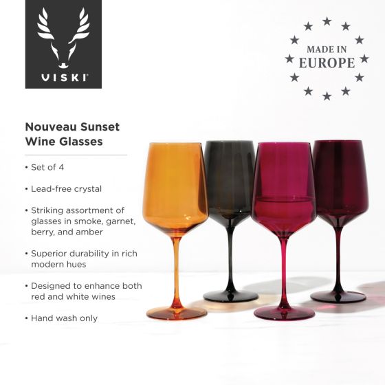 Reserve Nouveau Crystal Wine Glasses in Sunset Viski®
