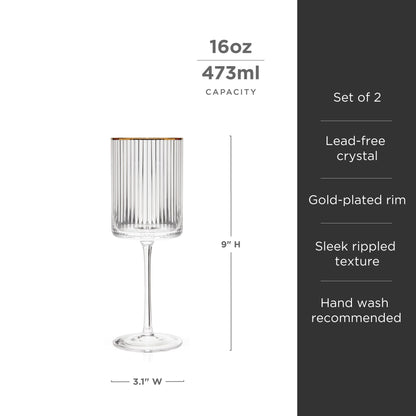 Meridian Crystal Wine Glasses Set of 2 - Decor Addict, LLC