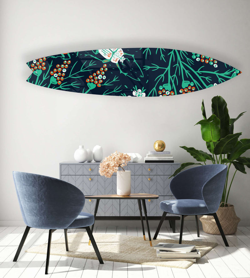 Blooms and Bugs Acrylic Surfboard Wall Art