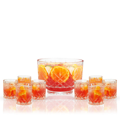 Admiral Crystal Punch Bowl and Tumbler Set - Decor Addict, LLC