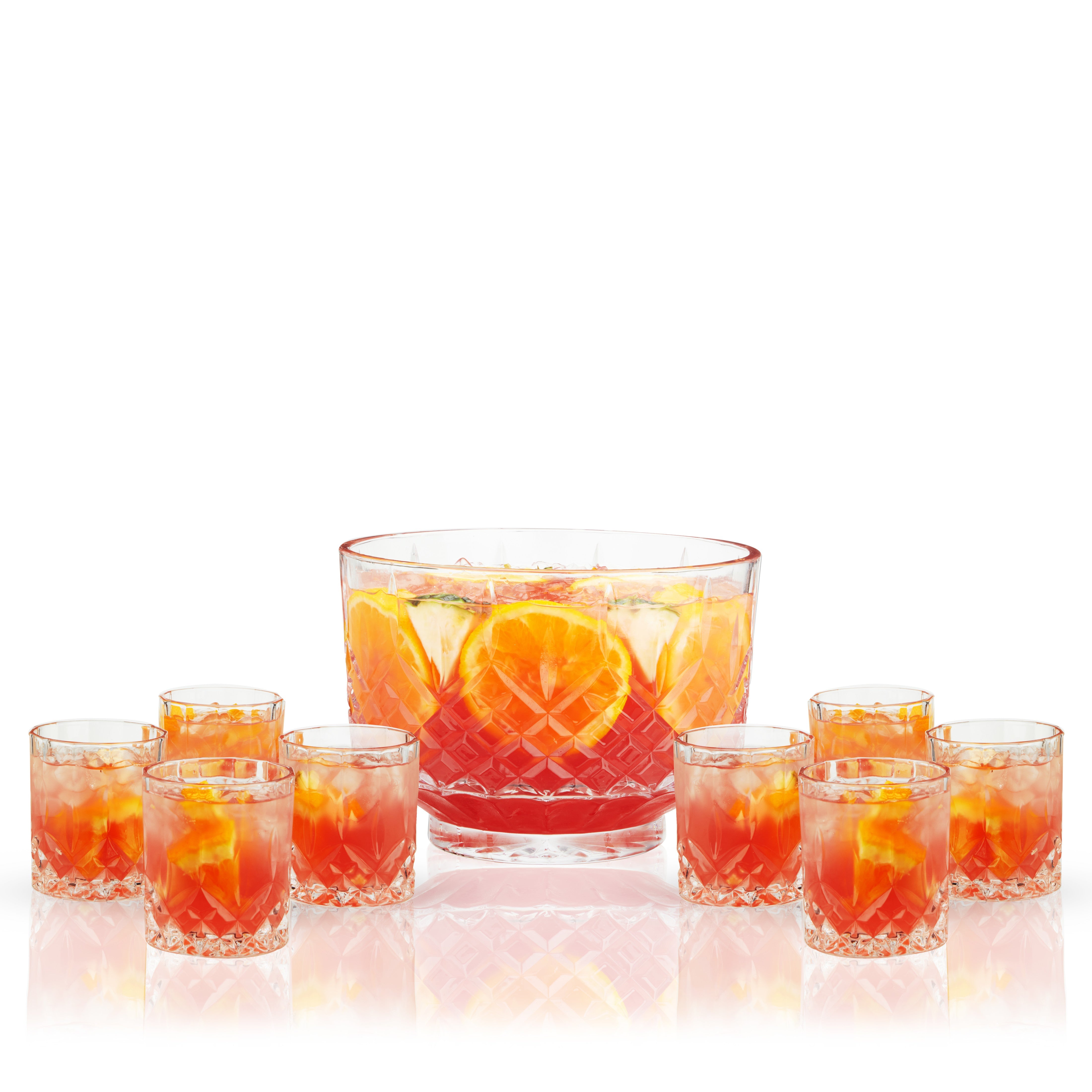 Admiral Crystal Punch Bowl and Tumbler Set - Decor Addict, LLC