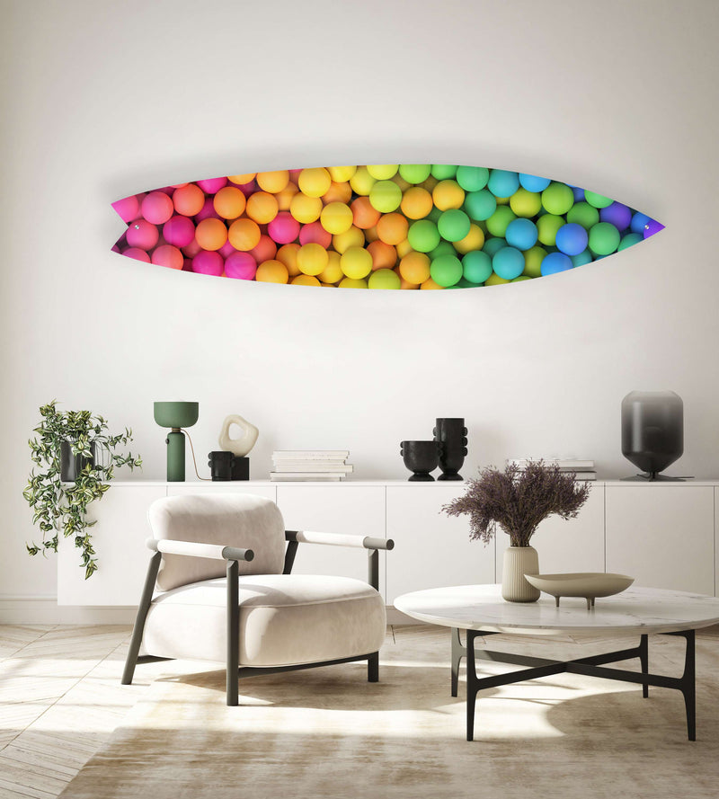 Colorful Balls Acrylic Surfboard Wall Art