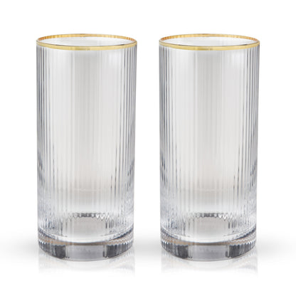 Meridian Crystal Highball Glasses Set of 2 - Decor Addict, LLC