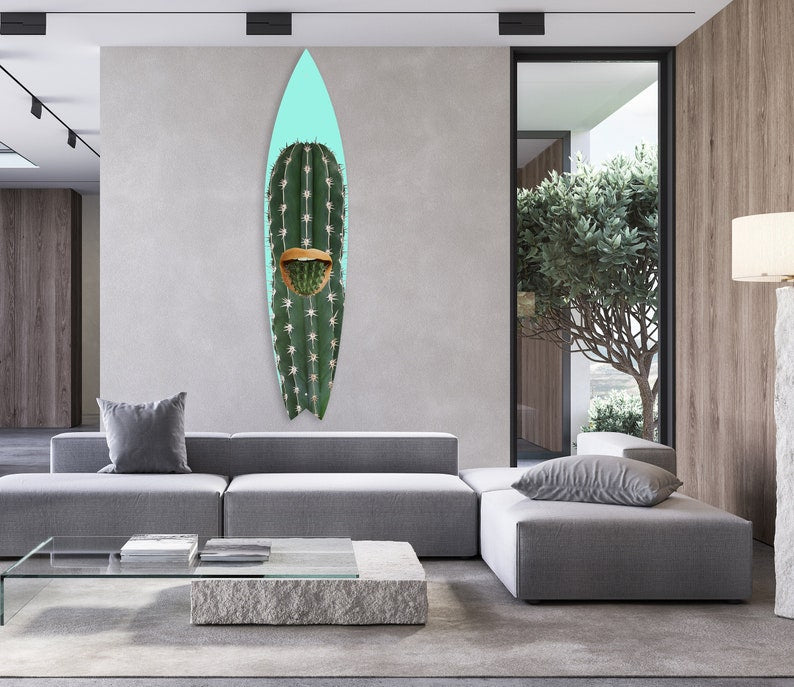 Cactus Printed Acrylic Surfboard Wall Art