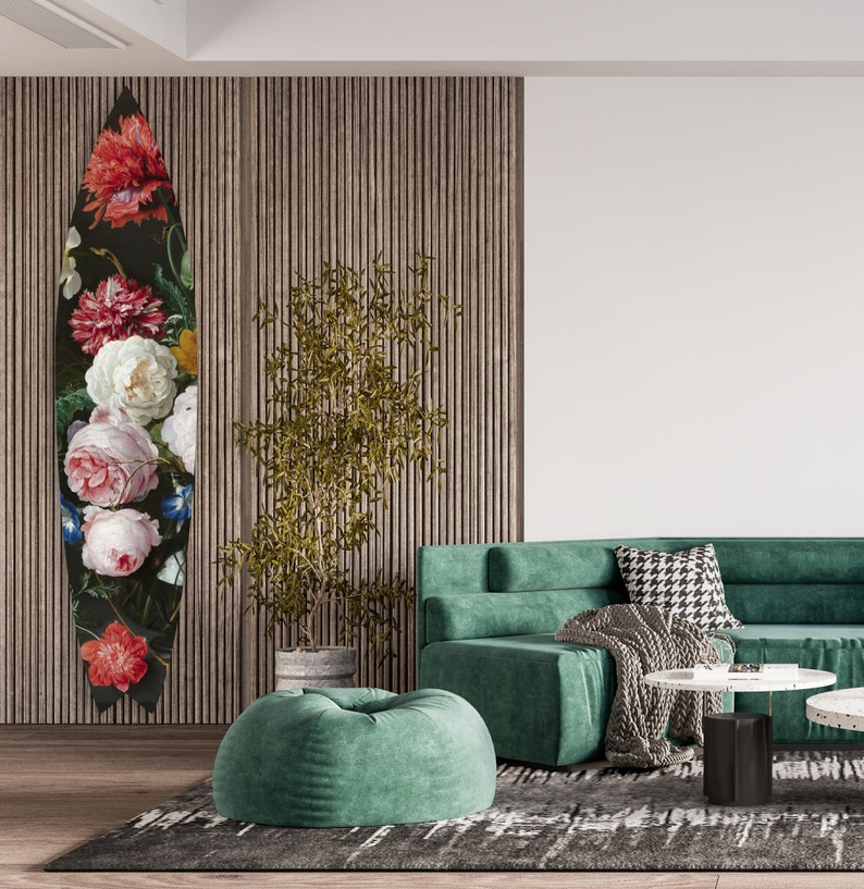 Floral Dark Printed Acrylic Surfboard Wall Art - Decor Addict, LLC