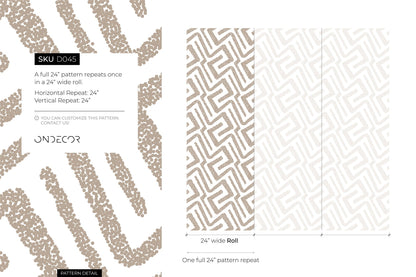 Abstract Wallpaper with a Dotted Labyrinth Motif in Beige - D045 - Decor Addict, LLC