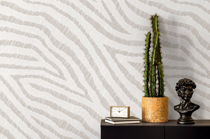 Abstract Wallpaper with Sketched Wavy Lines in Beige and Cream - D050 - Decor Addict, LLC