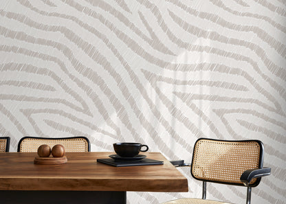 Abstract Wallpaper with Sketched Wavy Lines in Beige and Cream - D050 - Decor Addict, LLC