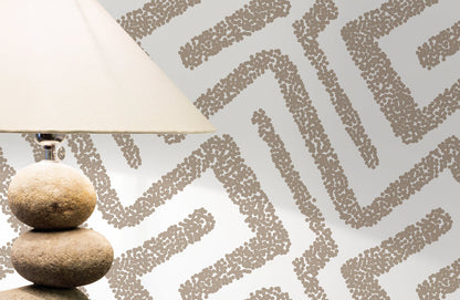 Abstract Wallpaper with a Dotted Labyrinth Motif in Beige - D045 - Decor Addict, LLC