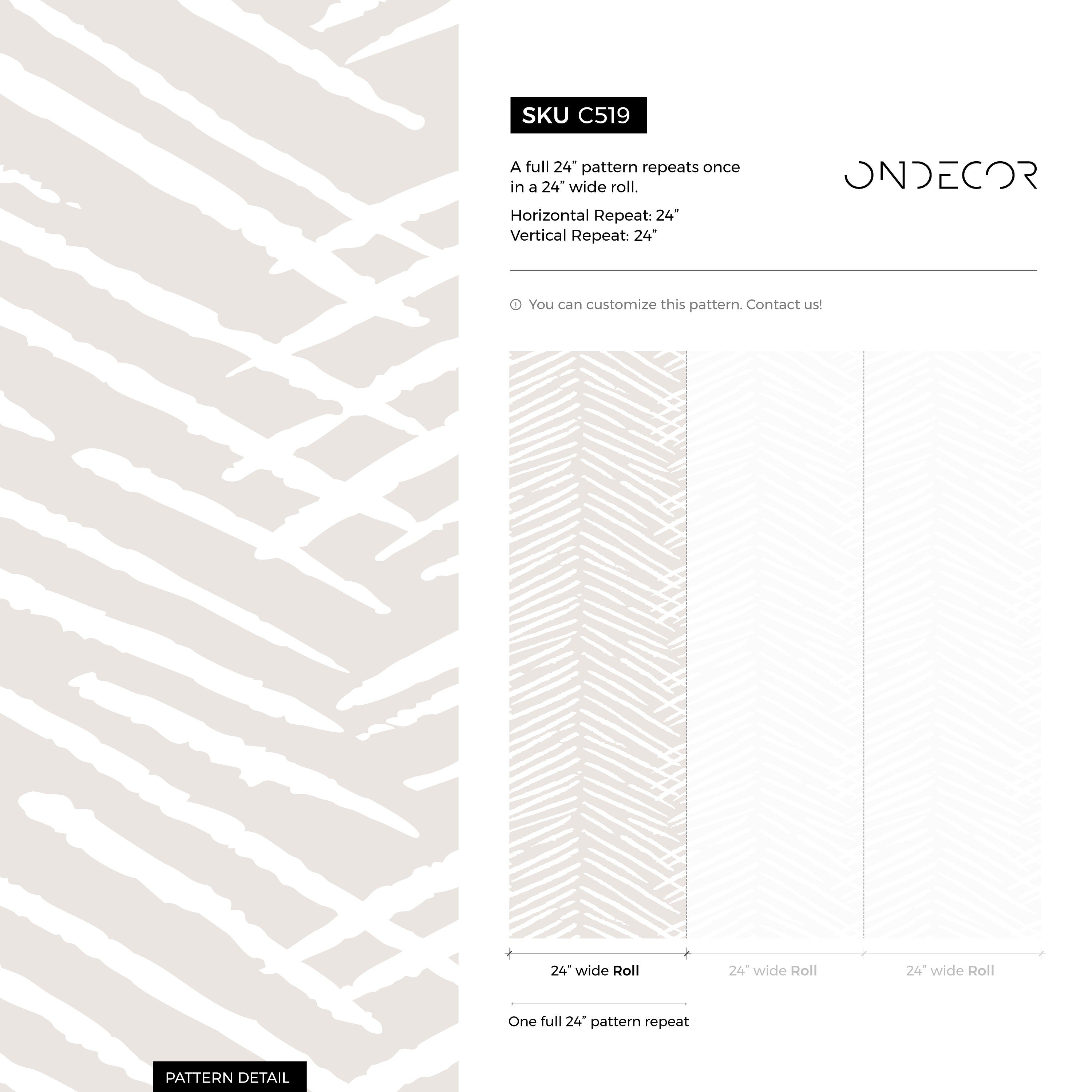 Abstract Wallpaper with a Textured Herringbone Motif in Nude Beige and White - C519 - Decor Addict, LLC