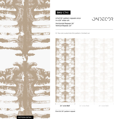 Abstract Wallpaper with a Stamped Tribal Motif in Beige - C741 - Decor Addict, LLC