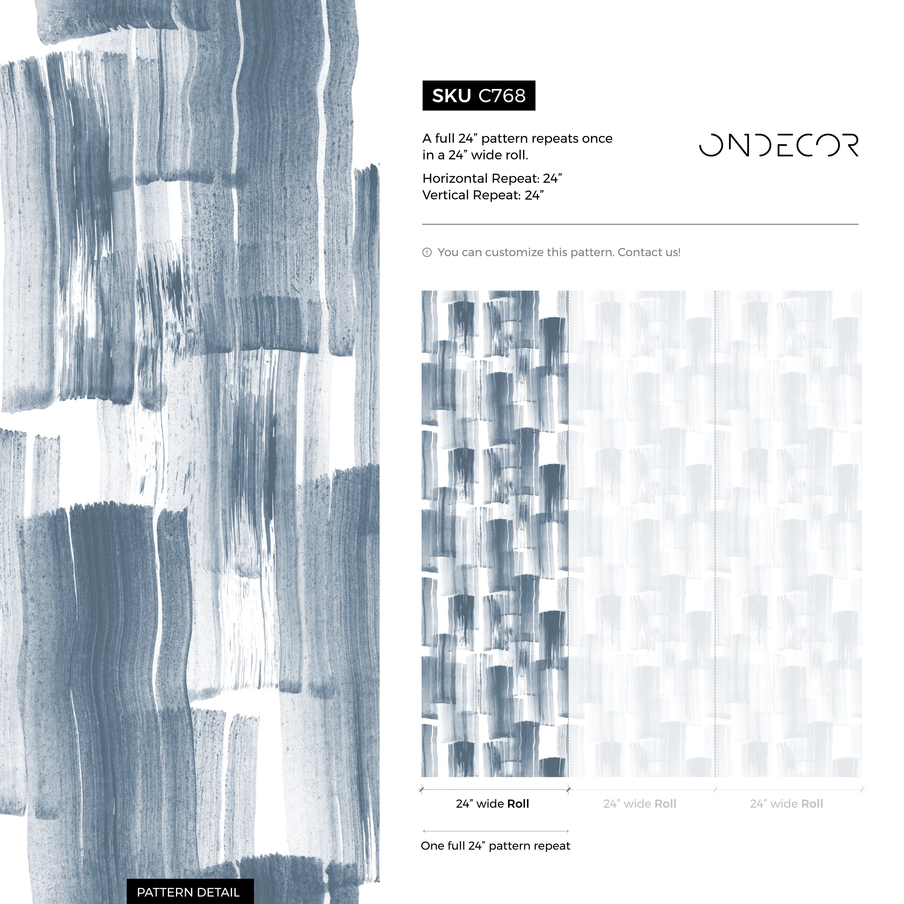 Brushstroke Wallpaper with a Layered Painterly Motif in Navy Blue - C768 - Decor Addict, LLC