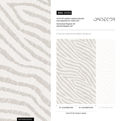 Abstract Wallpaper with Sketched Wavy Lines in Beige and Cream - D050 - Decor Addict, LLC