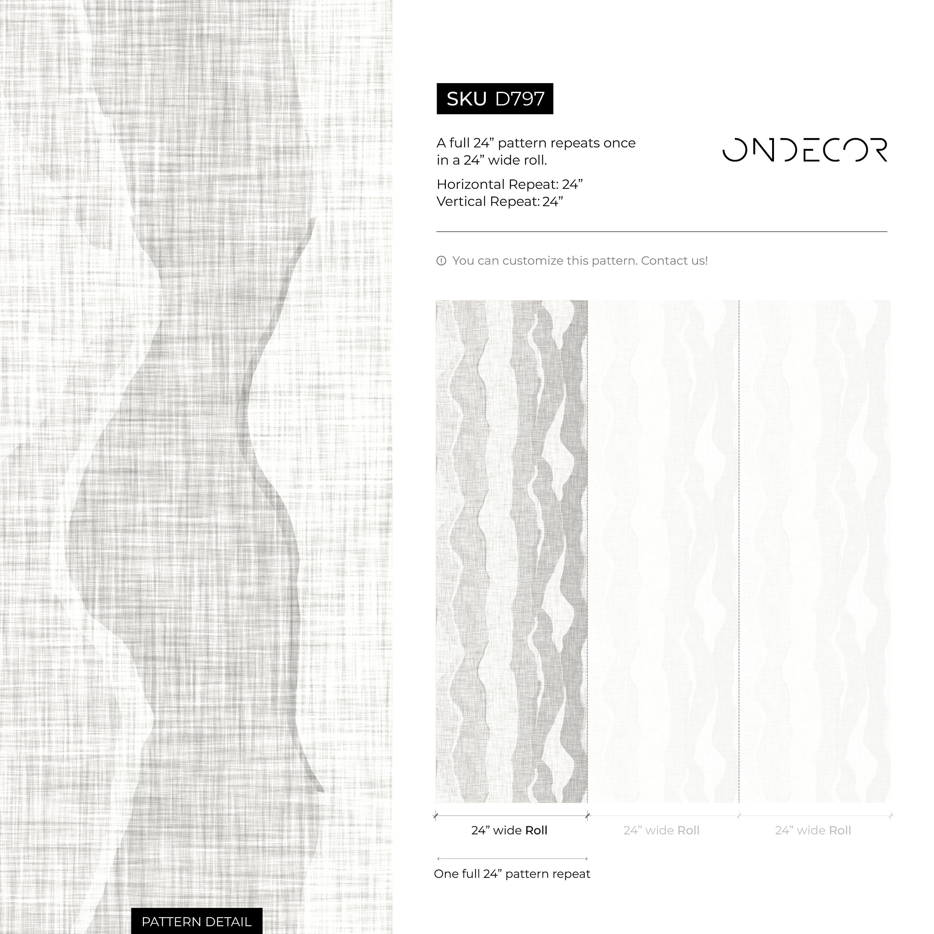 Abstract Wallpaper with Flowing Wave Shapes in Shades of Gray - D797 - Decor Addict, LLC