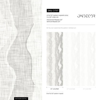 Abstract Wallpaper with Flowing Wave Shapes in Shades of Gray - D797 - Decor Addict, LLC
