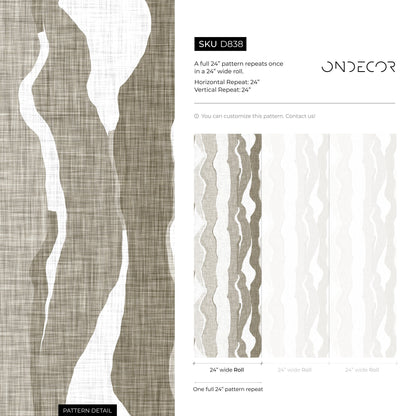 Abstract Wallpaper with Flowing Wave Layers in Beige and White - D838 - Decor Addict, LLC