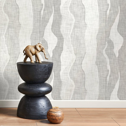 Abstract Wallpaper with Flowing Wave Shapes in Shades of Gray - D797 - Decor Addict, LLC