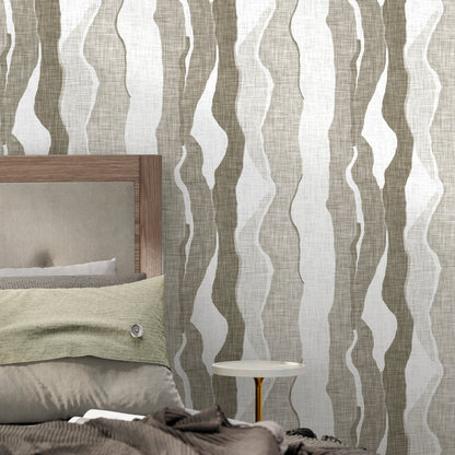 Abstract Wallpaper with Flowing Wave Layers in Beige and White - D838 - Decor Addict, LLC