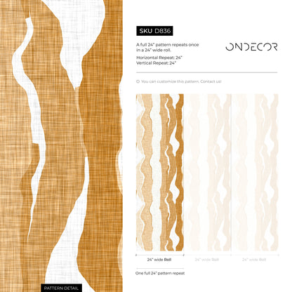 Abstract Wallpaper with Flowing Vertical Waves in Yellow and Ochre - D836 - Decor Addict, LLC
